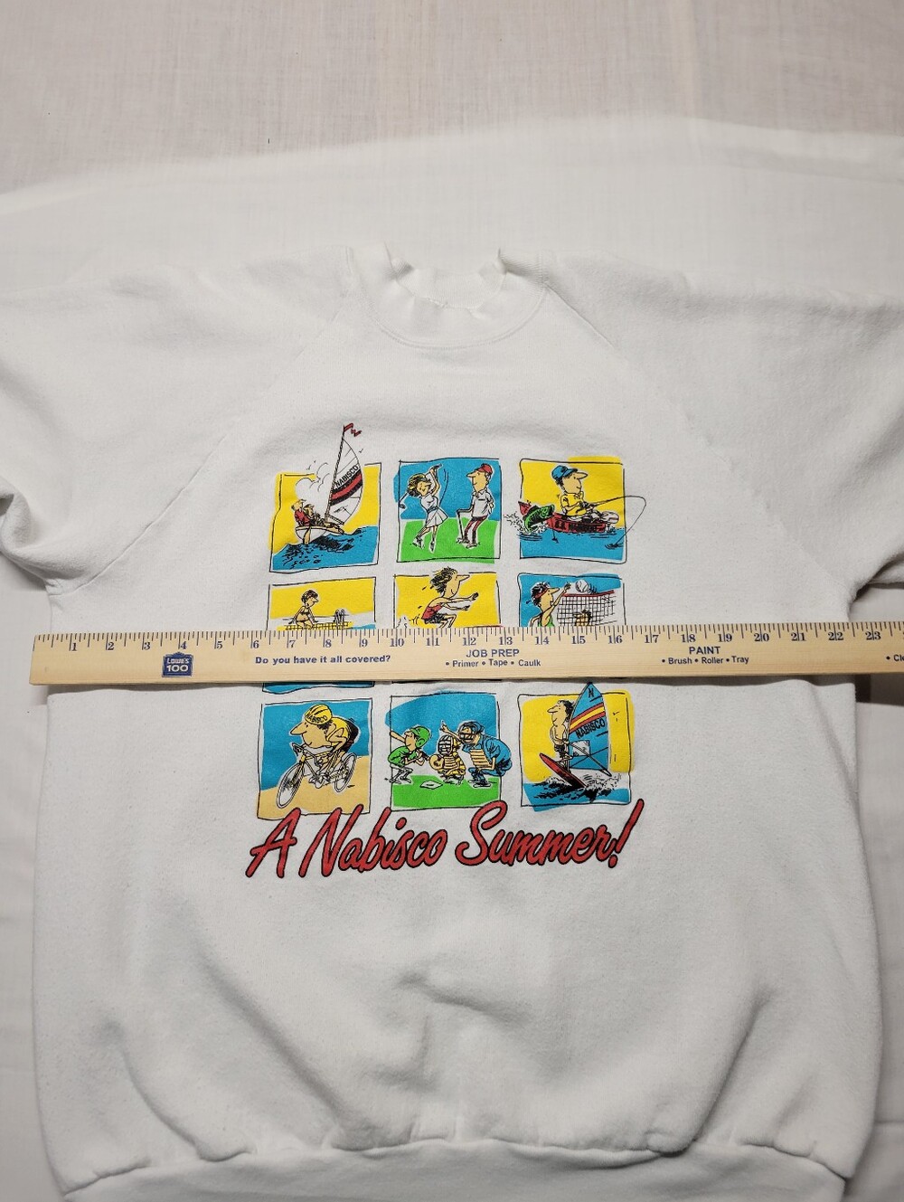 Vintage 90s NABISCO graphic Sweater Sz 2XL USA Made White Pullover - Picture 3 of 7